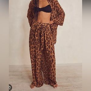 Free People Wake Up Pants Leopard